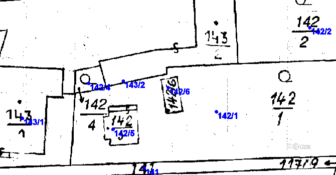 Parcela st. 142/6 v KÚ Újezd u Uničova, Katastrální mapa