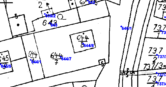 Parcela st. 644/8 v KÚ Újezd u Uničova, Katastrální mapa