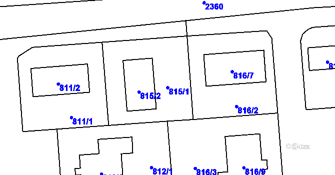 Parcela st. 815/1 v KÚ Újezd u Uničova, Katastrální mapa