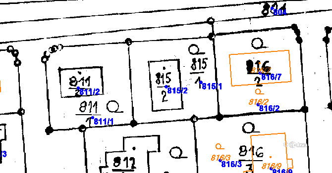 Parcela st. 815/2 v KÚ Újezd u Uničova, Katastrální mapa