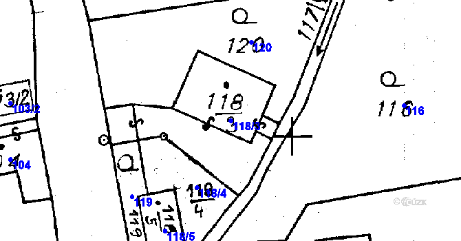 Parcela st. 118/3 v KÚ Újezd u Uničova, Katastrální mapa