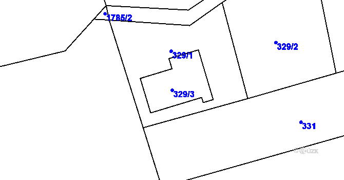 Parcela st. 329/3 v KÚ Újezd u Uničova, Katastrální mapa