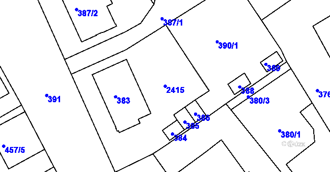 Parcela st. 2415 v KÚ Újezd u Uničova, Katastrální mapa