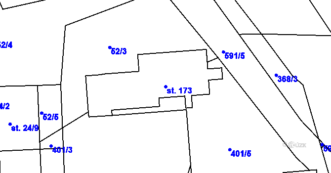 Parcela st. 173 v KÚ Újezd u Mohelnice, Katastrální mapa