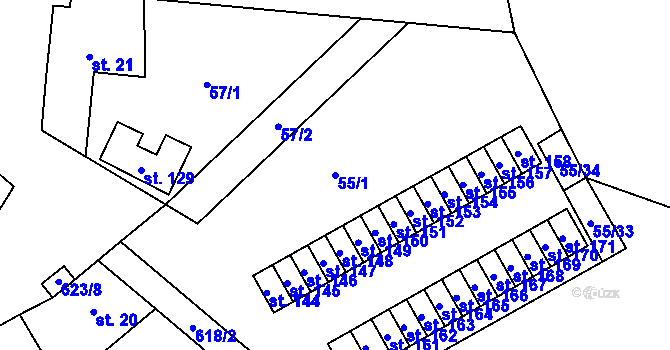 Parcela st. 55/1 v KÚ Újezd u Mohelnice, Katastrální mapa