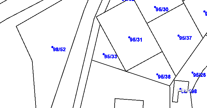Parcela st. 95/33 v KÚ Újezd u Mohelnice, Katastrální mapa