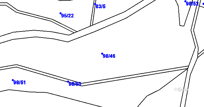 Parcela st. 98/46 v KÚ Újezd u Mohelnice, Katastrální mapa