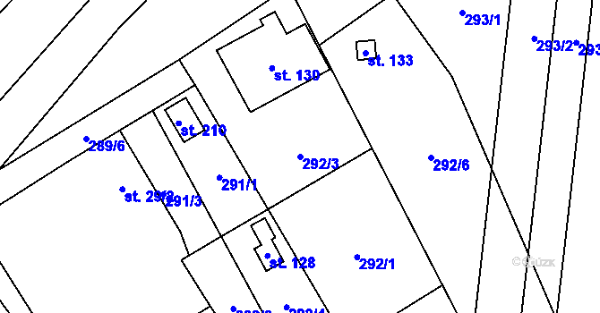 Parcela st. 292/3 v KÚ Újezd u Mohelnice, Katastrální mapa