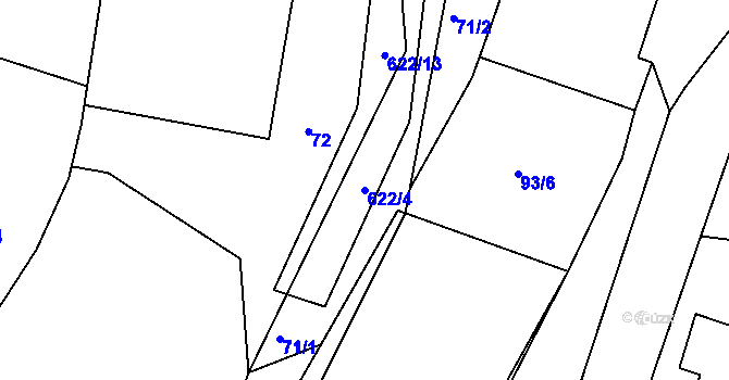 Parcela st. 622/4 v KÚ Újezd u Mohelnice, Katastrální mapa