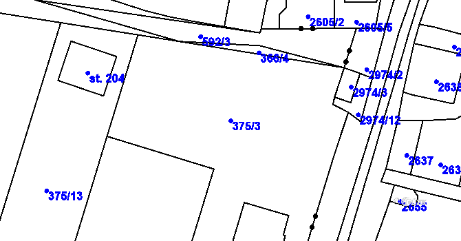 Parcela st. 375/3 v KÚ Újezd u Mohelnice, Katastrální mapa