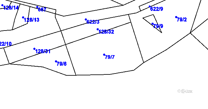 Parcela st. 79/7 v KÚ Újezd u Mohelnice, Katastrální mapa