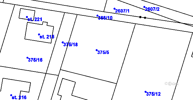 Parcela st. 375/5 v KÚ Újezd u Mohelnice, Katastrální mapa