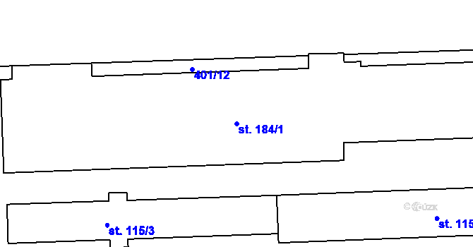 Parcela st. 184/1 v KÚ Újezd u Mohelnice, Katastrální mapa