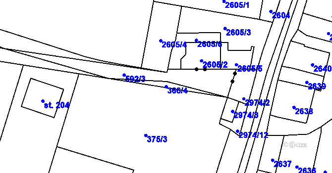 Parcela st. 366/4 v KÚ Újezd u Mohelnice, Katastrální mapa