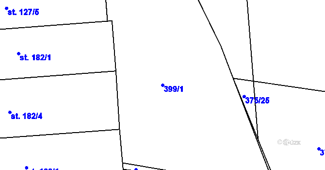Parcela st. 399/1 v KÚ Újezd u Mohelnice, Katastrální mapa