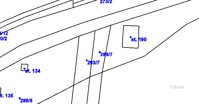 Parcela st. 289/7 v KÚ Újezd u Mohelnice, Katastrální mapa
