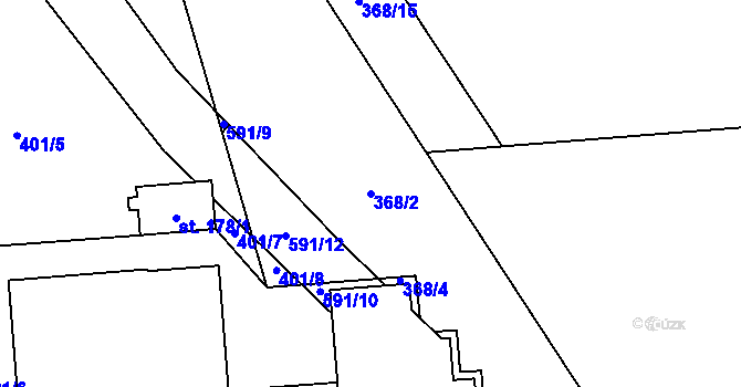 Parcela st. 368/2 v KÚ Újezd u Mohelnice, Katastrální mapa