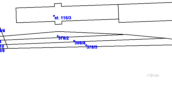 Parcela st. 378/3 v KÚ Újezd u Mohelnice, Katastrální mapa