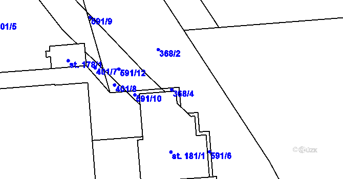 Parcela st. 368/4 v KÚ Újezd u Mohelnice, Katastrální mapa