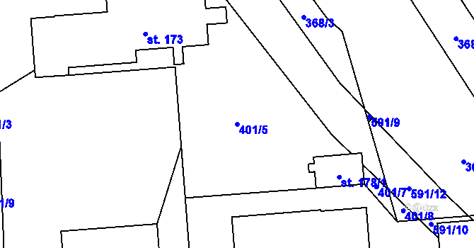 Parcela st. 401/5 v KÚ Újezd u Mohelnice, Katastrální mapa