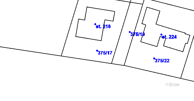 Parcela st. 375/17 v KÚ Újezd u Mohelnice, Katastrální mapa
