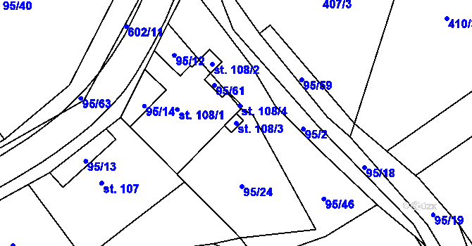 Parcela st. 108/3 v KÚ Újezd u Mohelnice, Katastrální mapa