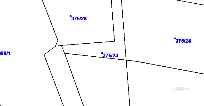 Parcela st. 375/23 v KÚ Újezd u Mohelnice, Katastrální mapa