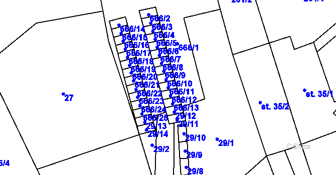 Parcela st. 666/11 v KÚ Újezd u Mohelnice, Katastrální mapa