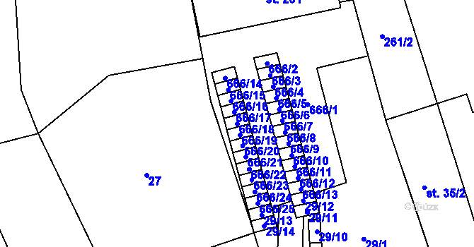Parcela st. 666/18 v KÚ Újezd u Mohelnice, Katastrální mapa