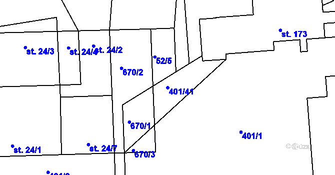 Parcela st. 401/41 v KÚ Újezd u Mohelnice, Katastrální mapa