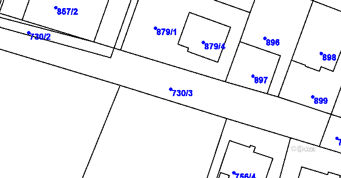 Parcela st. 730/3 v KÚ Újezd nad Lesy, Katastrální mapa