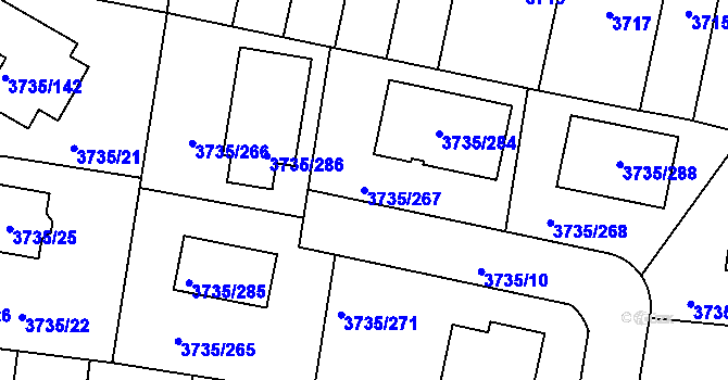 Parcela st. 3735/267 v KÚ Újezd nad Lesy, Katastrální mapa