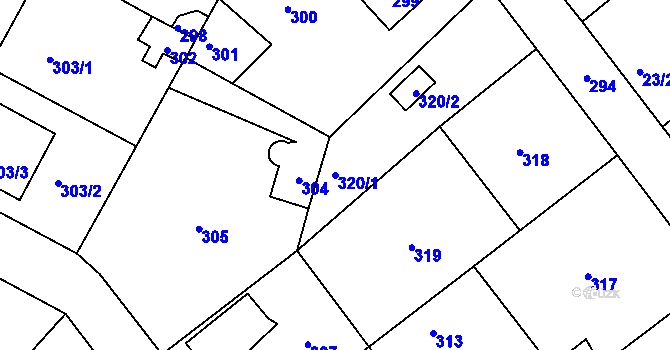Parcela st. 320/1 v KÚ Újezd nad Lesy, Katastrální mapa