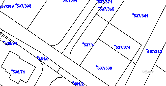 Parcela st. 537/4 v KÚ Újezd nad Lesy, Katastrální mapa