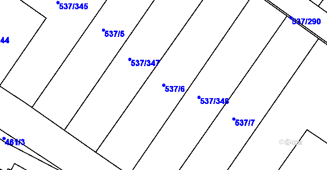 Parcela st. 537/6 v KÚ Újezd nad Lesy, Katastrální mapa