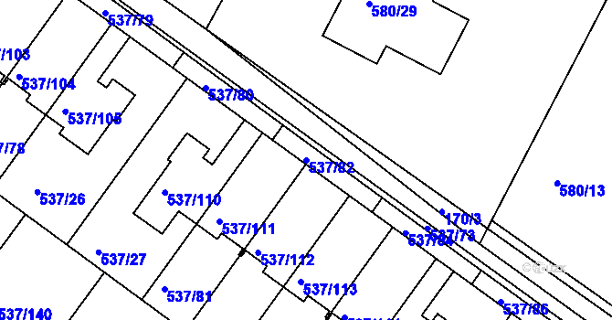 Parcela st. 537/82 v KÚ Újezd nad Lesy, Katastrální mapa
