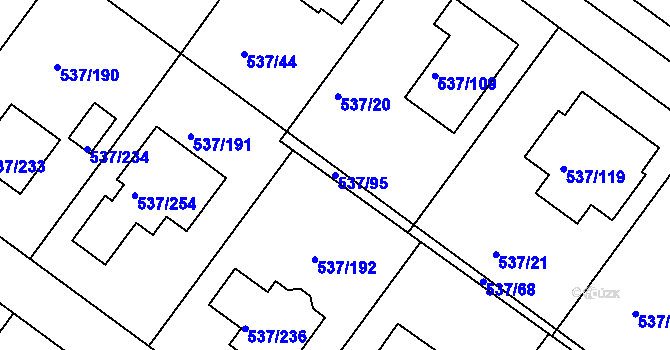 Parcela st. 537/95 v KÚ Újezd nad Lesy, Katastrální mapa