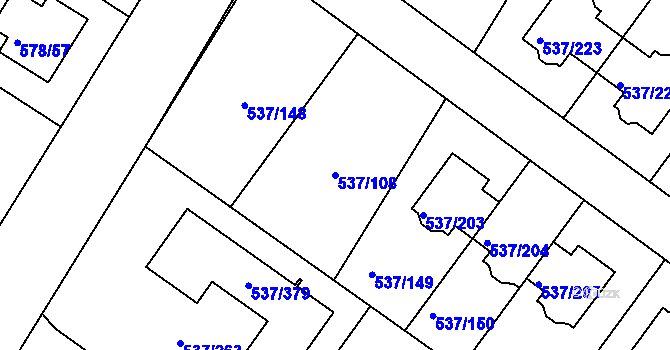 Parcela st. 537/108 v KÚ Újezd nad Lesy, Katastrální mapa
