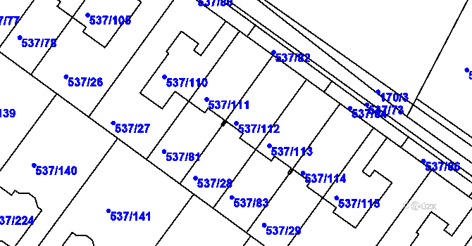 Parcela st. 537/112 v KÚ Újezd nad Lesy, Katastrální mapa