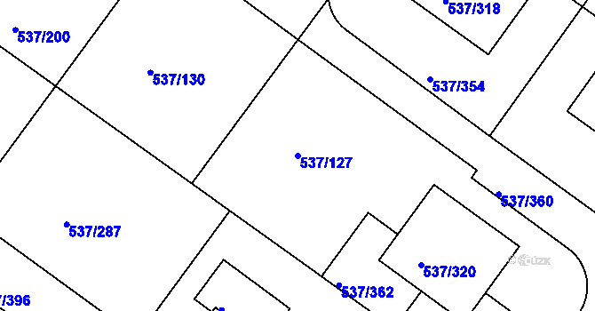Parcela st. 537/127 v KÚ Újezd nad Lesy, Katastrální mapa