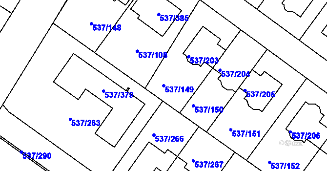 Parcela st. 537/149 v KÚ Újezd nad Lesy, Katastrální mapa