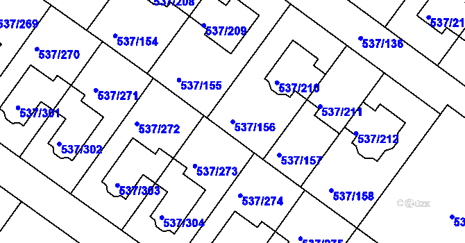 Parcela st. 537/156 v KÚ Újezd nad Lesy, Katastrální mapa