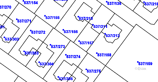 Parcela st. 537/157 v KÚ Újezd nad Lesy, Katastrální mapa