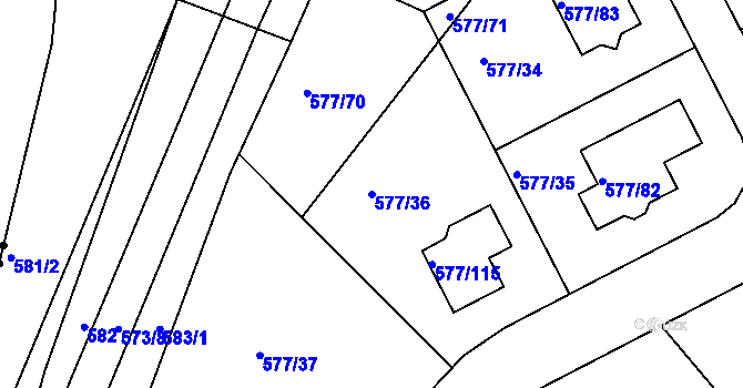 Parcela st. 577/36 v KÚ Újezd nad Lesy, Katastrální mapa