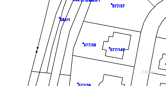 Parcela st. 577/38 v KÚ Újezd nad Lesy, Katastrální mapa