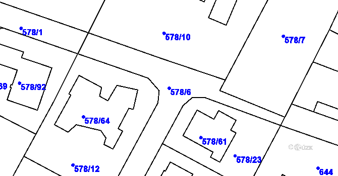 Parcela st. 578/6 v KÚ Újezd nad Lesy, Katastrální mapa