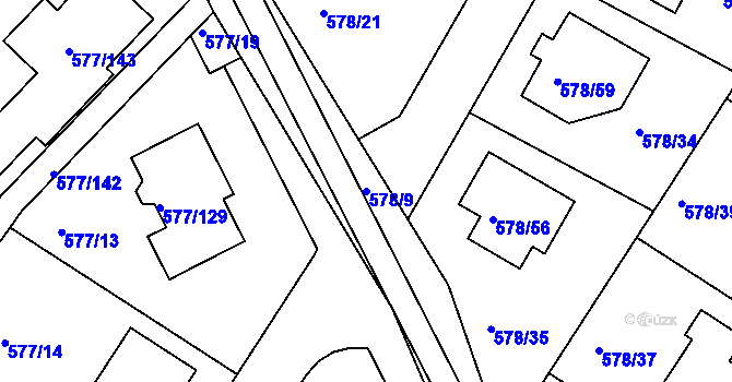 Parcela st. 578/9 v KÚ Újezd nad Lesy, Katastrální mapa