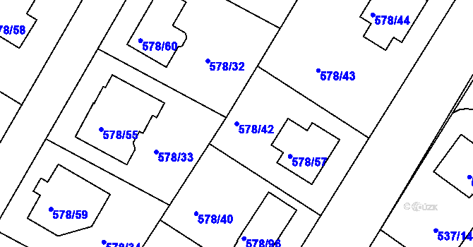 Parcela st. 578/42 v KÚ Újezd nad Lesy, Katastrální mapa