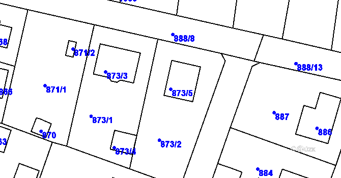 Parcela st. 873/5 v KÚ Újezd nad Lesy, Katastrální mapa