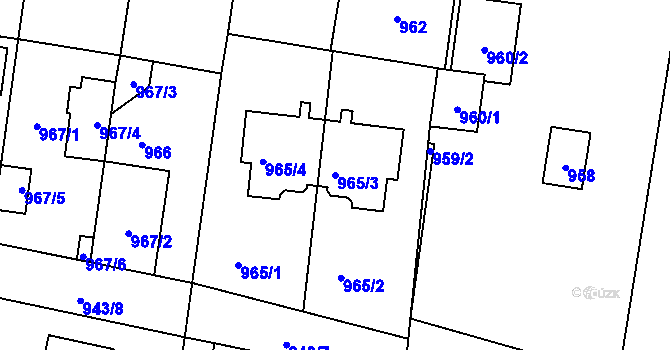 Parcela st. 965/3 v KÚ Újezd nad Lesy, Katastrální mapa